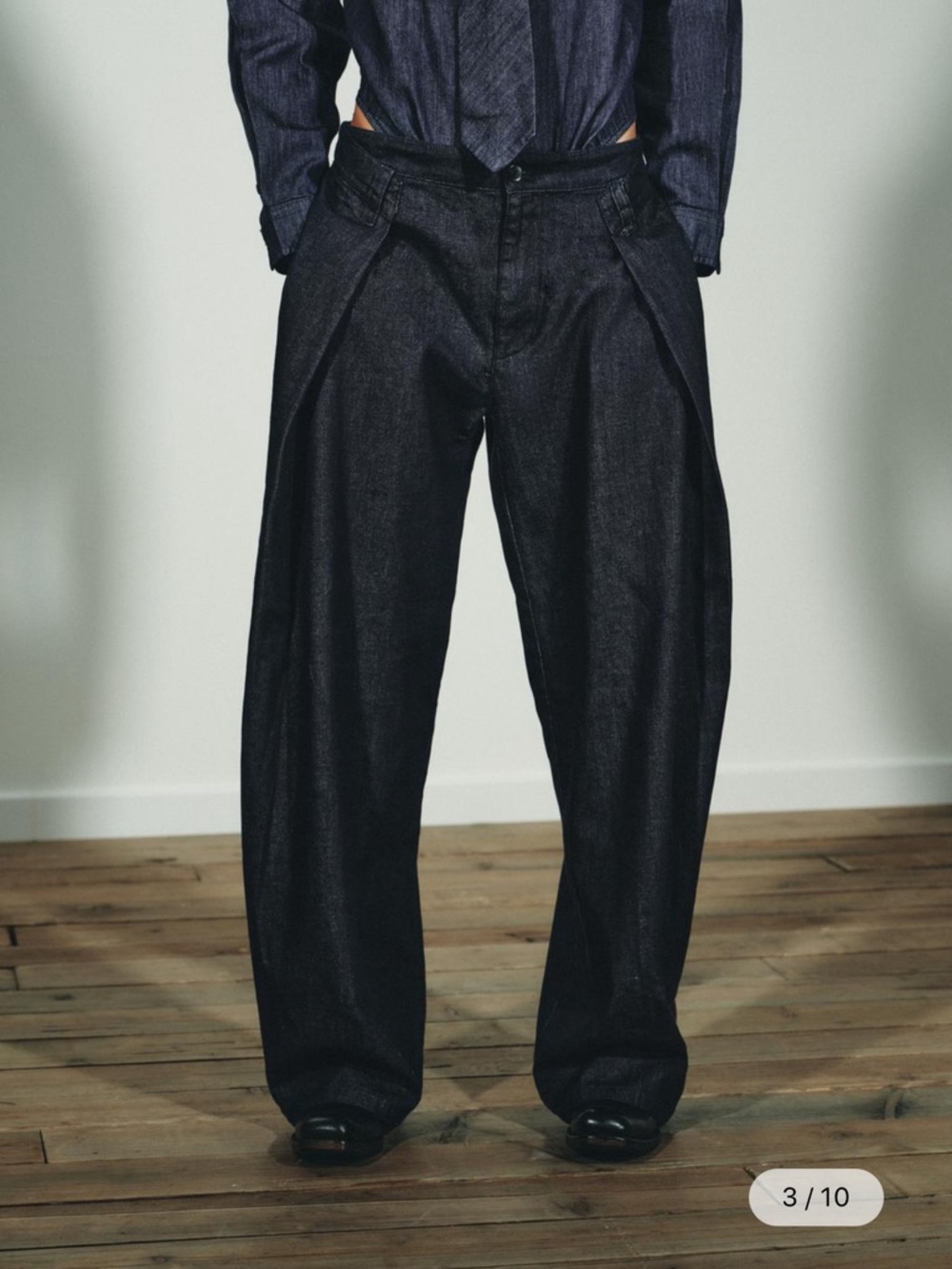 NWT Zara Dark Wash Pleated Wide Leg Jeans High Rise Size 8
